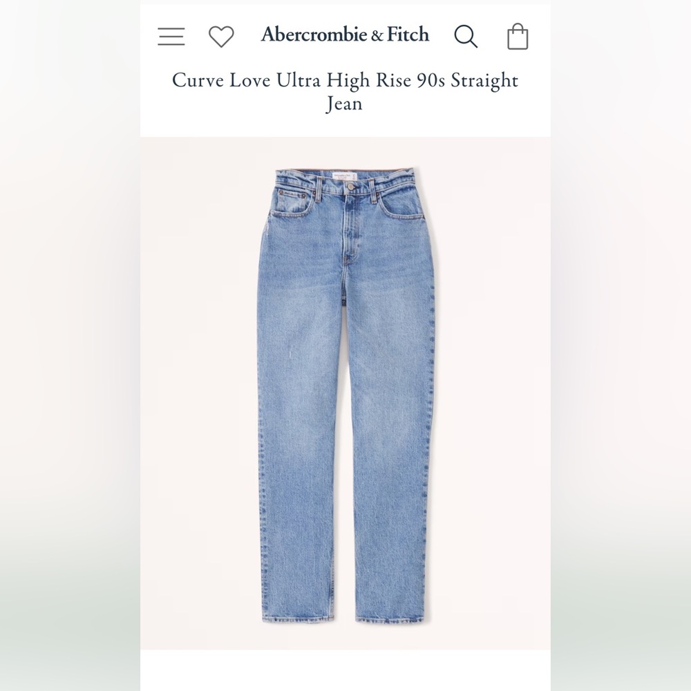 Abercrombie Curve Love Ultra High Rise 90s Straight Jeans in Medium Wash